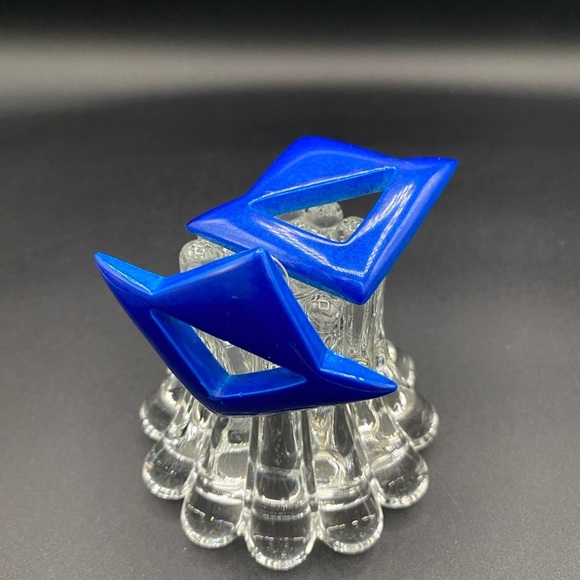 Steller 90s Vintage Mod Earrings in Bright Blue - Pierced - Picture 8 of 8